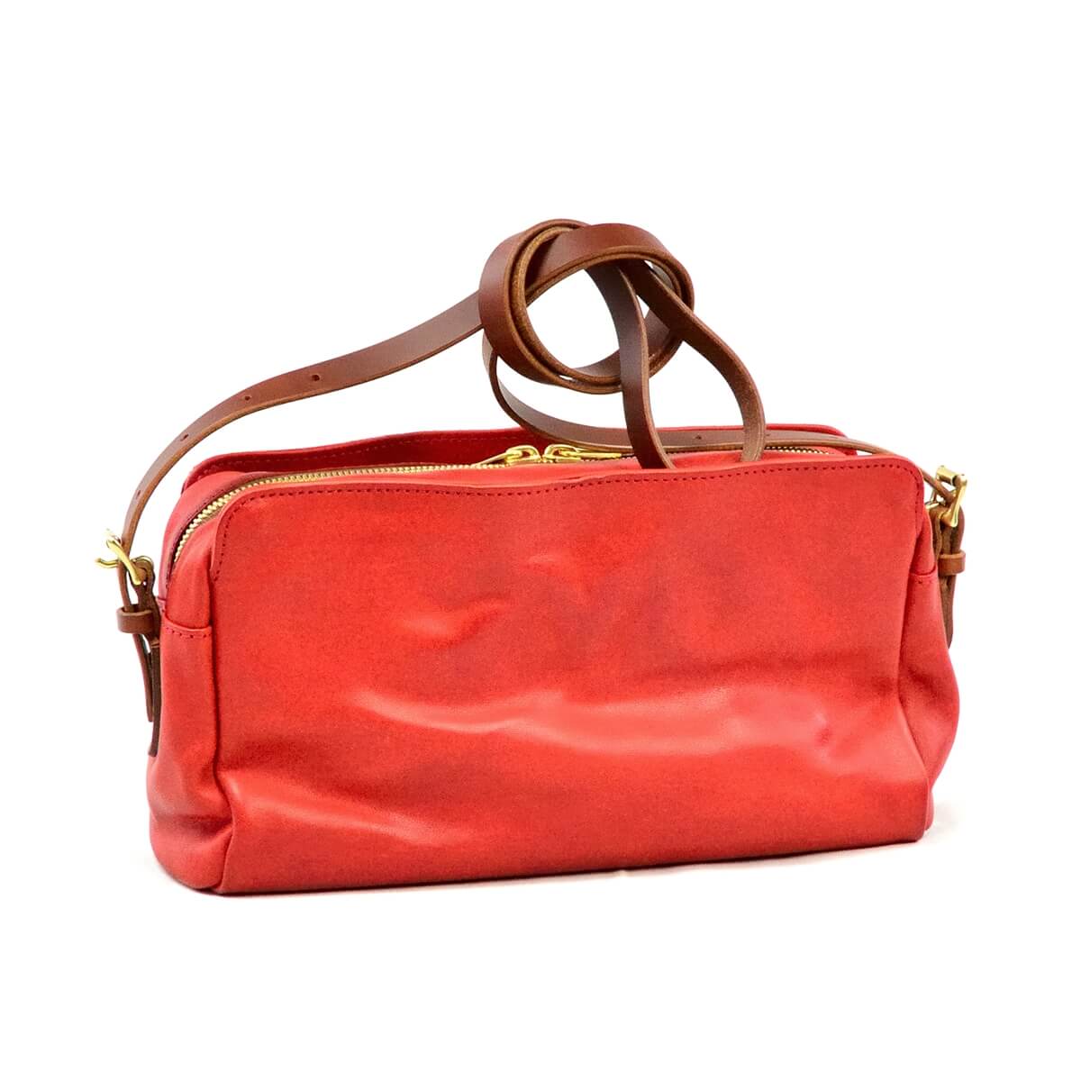 annak あおりポケット付きハンドウォッシュショルダーバッグ レッド