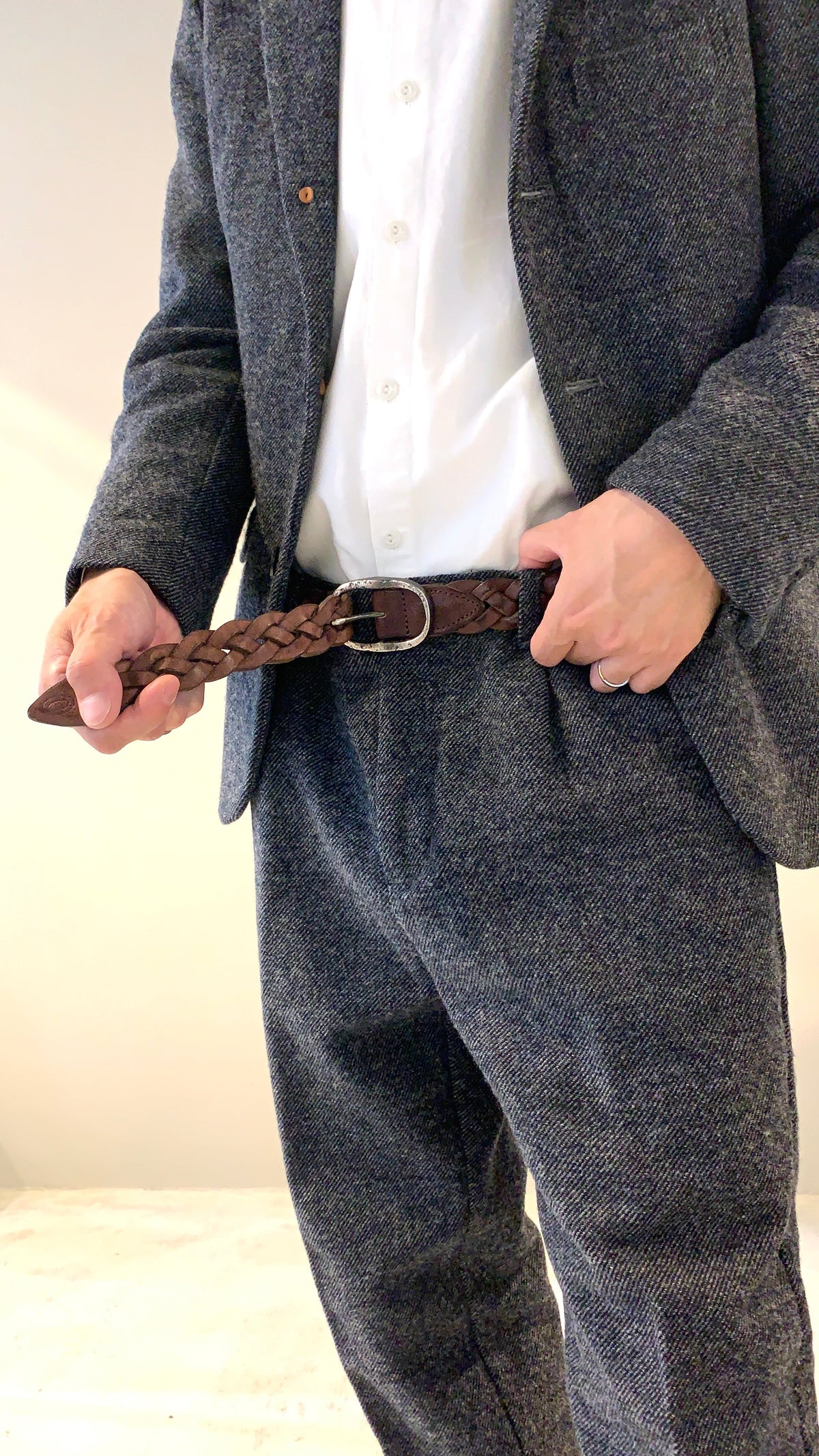 ANNAK 栃木レザー ハンドウォッシュ厚口メッシュベルト 30mm幅