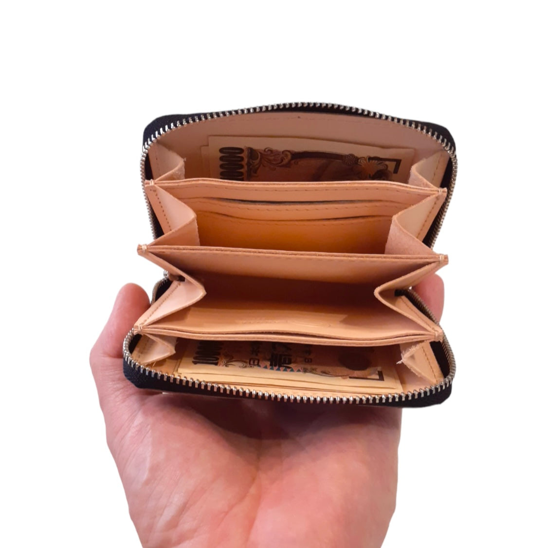 ANNAK 泥染めレザー コンパクトラウンドジップ財布
