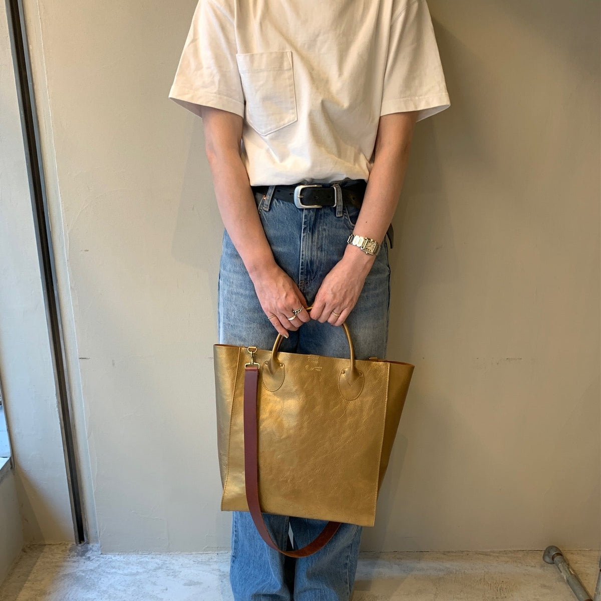 ANNAK アマンダオイルレザー ショルダー付き2way手持ちトートバッグ