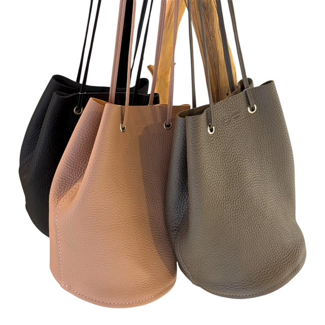 ANNAK カラーシュリンクレザー 巾着ショルダー2WAYバッグ